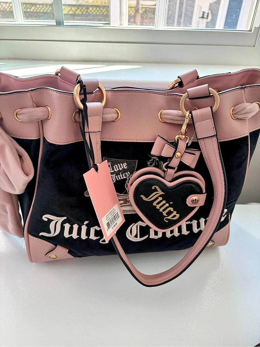 Juicy Couture Crown Tote Pink & Black NWT